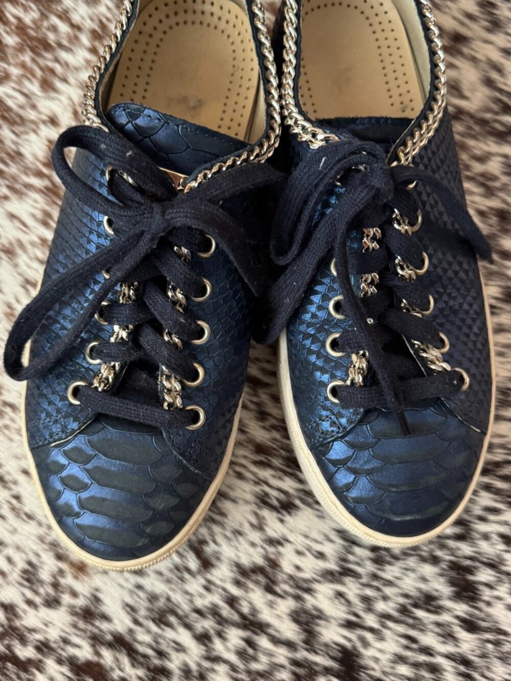 Carlo Pazolini Stokton Navy Python Embossed Sneakers Sz 36